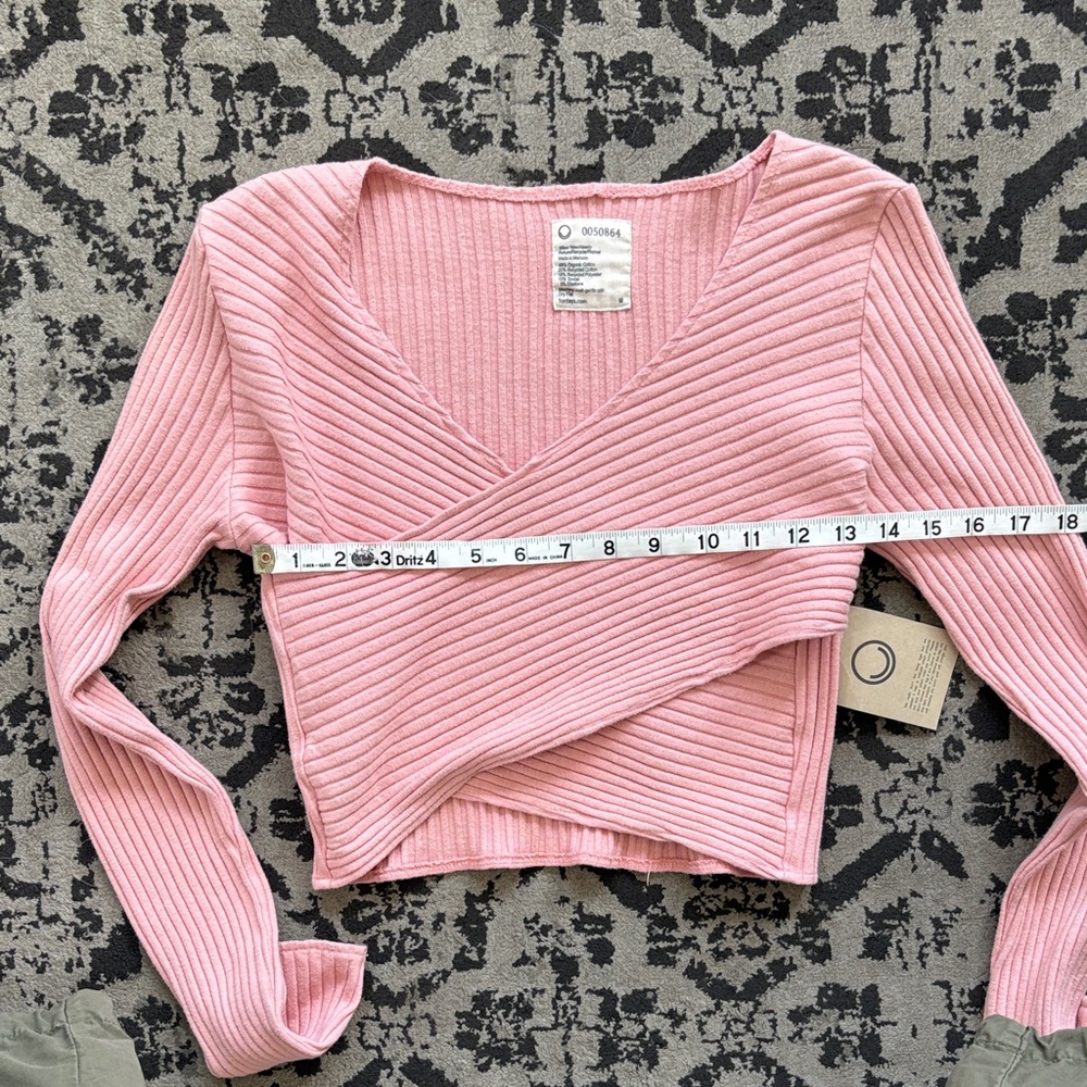 For Days• Pink Ribbed Wrap Sweater - Picture 6 of 7